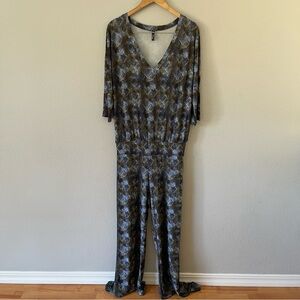 Deborah Viereck 3/4 Sleeve Snake Print Jumpsuit Size XL